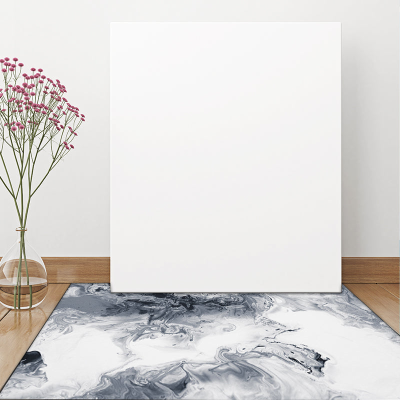 Simple modern carpet in white and gray abstract oil painting print carpet polyester washable carpet for home decor