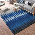 Black and Blue Bedroom Carpet Modern Abstract Diamond Pattern Area Rug Polyester Washable Carpet