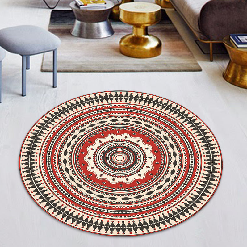 Classic red Southwest rug Polyester tribal rug washable rug for the bedroom
