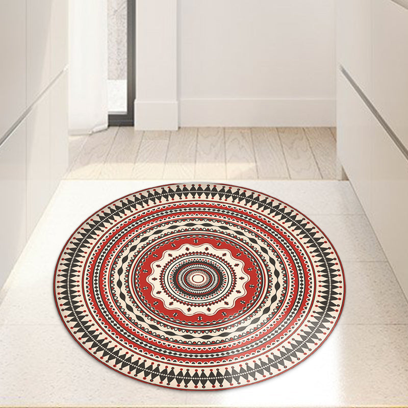 Classic red Southwest rug Polyester tribal rug washable rug for the bedroom