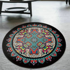 Tribal Southwestern Carpet Blue and Black Polyester Rug Non-Slip Back Rug for Bedroom