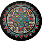 Tribal Southwestern Carpet Blue and Black Polyester Rug Non-Slip Back Rug for Bedroom