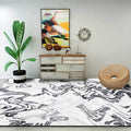 White Bedroom Carpet Modern Abstract Curved Line Pattern Area Rug Polyester Washable Rug