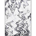 White Bedroom Carpet Modern Abstract Curved Line Pattern Area Rug Polyester Washable Rug