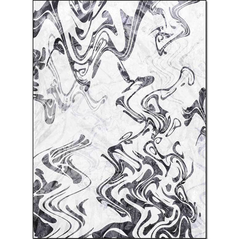 White Bedroom Carpet Modern Abstract Curved Line Pattern Area Rug Polyester Washable Rug