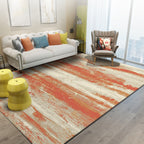 Simply modern rug in orange abstract paint print area rug polyester washable rug for bedroom