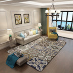 Brown Moroccan Carpet Polyester Floral Diamond Rectangular Pattern Area Rug for Home Decor