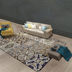 Brown Moroccan Carpet Polyester Floral Diamond Rectangular Pattern Area Rug for Home Decor
