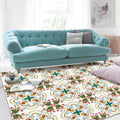 White Bedroom Rug Moroccan Geometric Flower Leaf Pattern Rug Polyester Non-Slip Rug