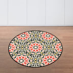 American Southwest Star Flower Carpet Red and Black Polyester Rug Non-Slip Back Carpet for Bedroom