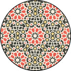American Southwest Star Flower Carpet Red and Black Polyester Rug Non-Slip Back Carpet for Bedroom