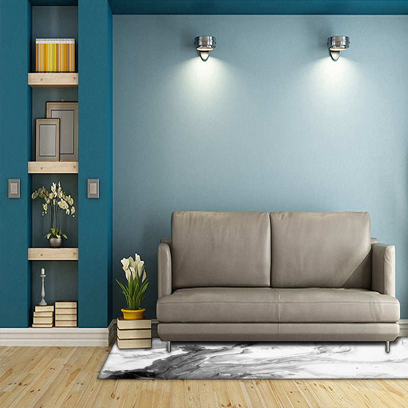 Casual modern rug in white abstract oil painting print rug made of washable polyester rug for home decor