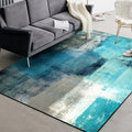 Modern rug for the living room in blue abstract oil painting pattern rug polyester washable rug