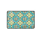 Moroccan Living Room Wallpaper in Blue Geometric Floral Design Carpet Polyester Non-Slip Area Rug