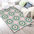 Moroccan Flower Circle Pattern Rug in Pink Polyester Floor Mat with Non-Slip Back Rug for Living Room