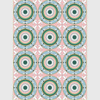 Moroccan Flower Circle Pattern Rug in Pink Polyester Floor Mat with Non-Slip Back Rug for Living Room
