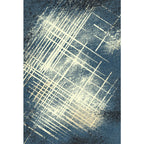 Contemporary abstract patterned rug blue polyester rug with non-slip backing washable rug for bedroom