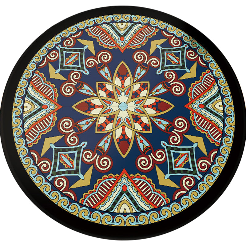 Blue and Black Americana Rug Polyester Southwestern Rug non-slip backing Rug for Bedroom