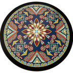 Blue and Black Americana Rug Polyester Southwestern Rug non-slip backing Rug for Bedroom