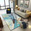Casual modern rug in blue abstract marble print rug made of polyester washable for the living room