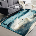 Blue bedroom rug modern abstract star painting pattern area rug polyester washable rug
