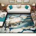 Blue bedroom rug modern abstract star painting pattern area rug polyester washable rug