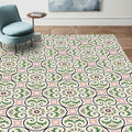 Persian Moroccan rug in ivory leaf circle square print rug polyester non-slip rug for home decoration