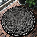 American Southwestern Carpet Black and White Polyester Carpet Washable Area Rug for Living Room