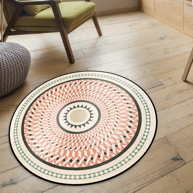 Classic Southwestern Geometric Rug Pink and White Americana Rug Polyester Non-Slip Back Living Room Area Rug for the Living Room