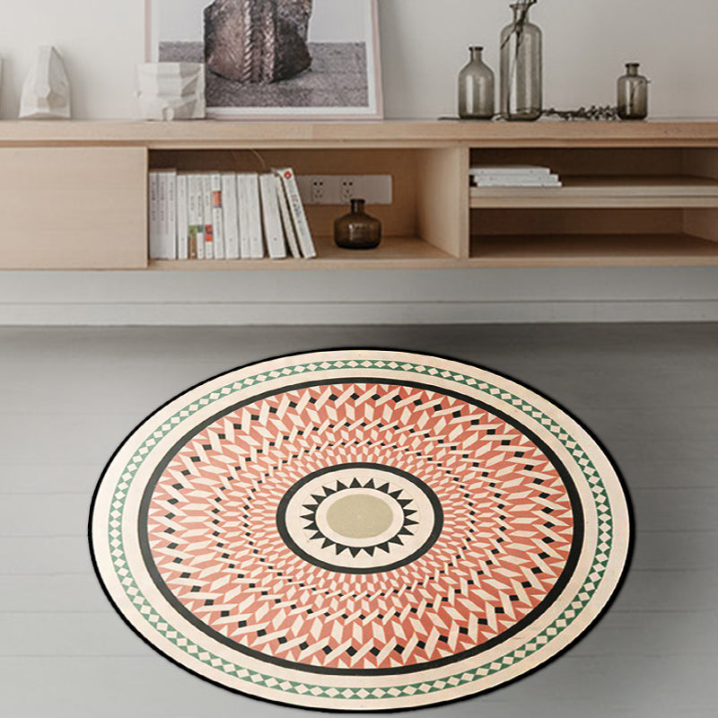 Classic Southwestern Geometric Rug Pink and White Americana Rug Polyester Non-Slip Back Living Room Area Rug for the Living Room