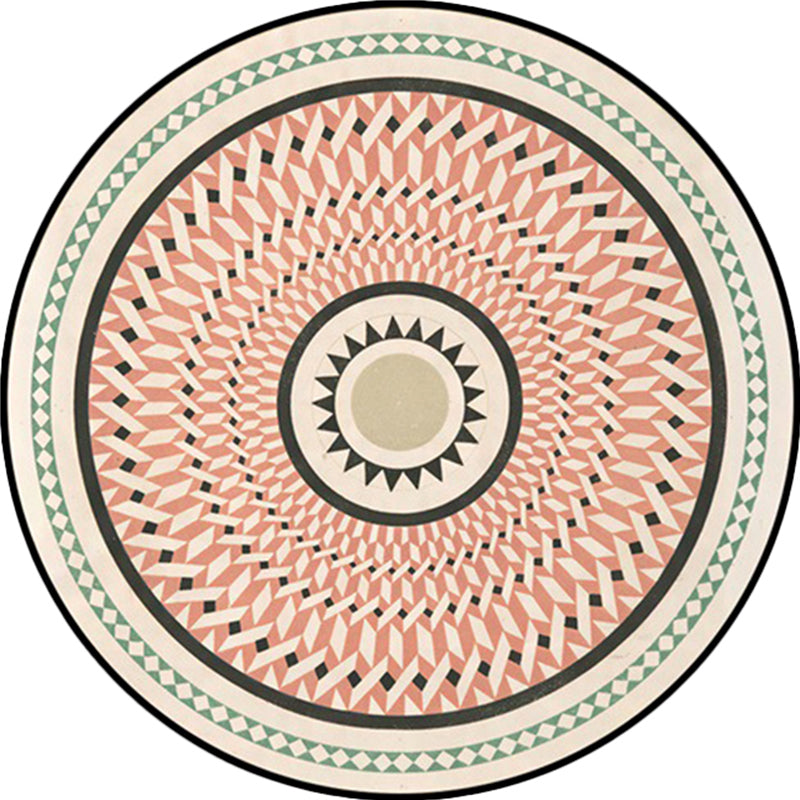 Classic Southwestern Geometric Rug Pink and White Americana Rug Polyester Non-Slip Back Living Room Area Rug for the Living Room