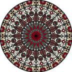 Moroccan Flower Carpet White and Red Polyester Carpet Non-Slip Backing Machine Washable Carpet for Bedroom
