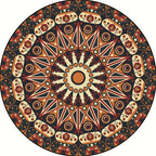 Moroccan Flower Carpet White and Red Polyester Carpet Non-Slip Backing Machine Washable Carpet for Bedroom