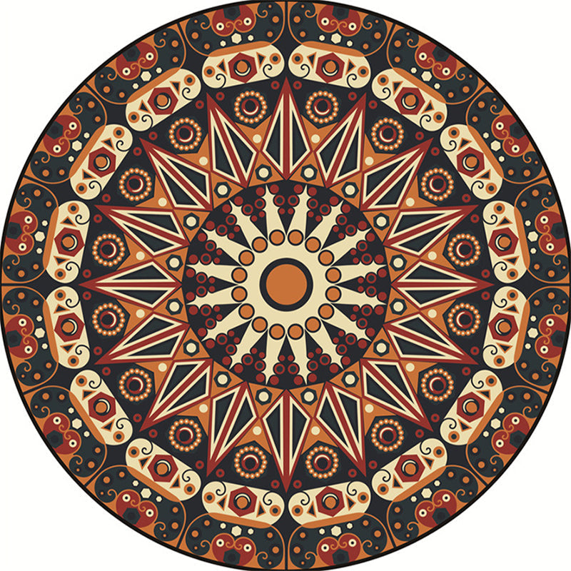Moroccan Flower Carpet White and Red Polyester Carpet Non-Slip Backing Machine Washable Carpet for Bedroom