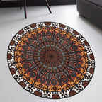 Moroccan Flower Carpet White and Red Polyester Carpet Non-Slip Backing Machine Washable Carpet for Bedroom
