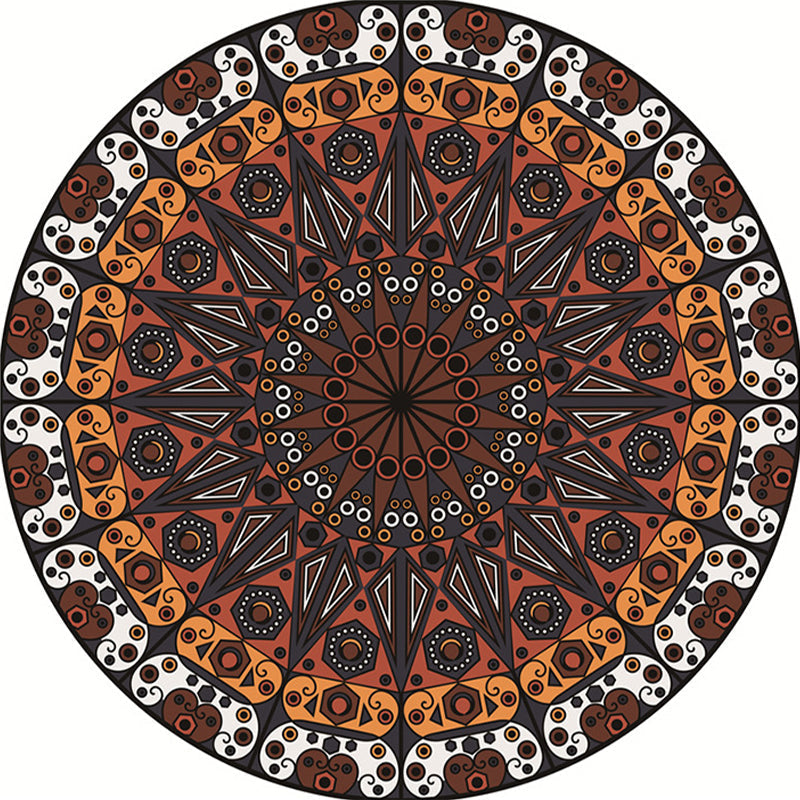 Moroccan Flower Carpet White and Red Polyester Carpet Non-Slip Backing Machine Washable Carpet for Bedroom