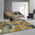 Brown Bedroom Rug Modern Abstract Lines Irregular Shape Pattern Carpet Polyester Washable Rug