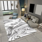 Gray and White Bedroom Rug Modern Abstract Sea Water Pattern Area Rug Polyester Washable Rug
