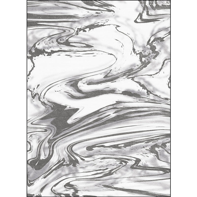 Gray and White Bedroom Rug Modern Abstract Sea Water Pattern Area Rug Polyester Washable Rug