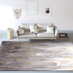 Modern living room rug in gray abstract color splash pattern rug polyester washable rug