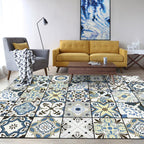 Persian floral pattern print rug in white Moroccan rug polyester non-slip backing rug for bedroom