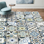 Persian floral pattern print rug in white Moroccan rug polyester non-slip backing rug for bedroom