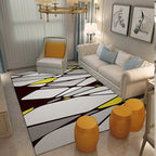 Gray and White Modern Rug Polyester Geometric Color Block Rug Washable Rectangular Rug for the Living Room
