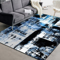 Blue decorative carpet modern abstract pigment pattern area rug polyester washable rug