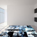 Blue decorative carpet modern abstract pigment pattern area rug polyester washable rug