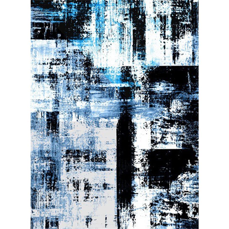 Blue decorative carpet modern abstract pigment pattern area rug polyester washable rug
