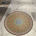 Classic Floral Leaf Rug Green Moroccan Rug Polyester Non-Slip Backing Rug for Bedroom
