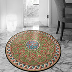 Classic Floral Leaf Rug Green Moroccan Rug Polyester Non-Slip Backing Rug for Bedroom