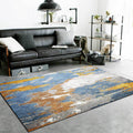 Blue Bedroom Rug Modern Abstract Ink Painting Pattern Rug Polyester Washable Rug