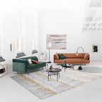 Gray Bedroom Rug Modern Abstract Stripe Pattern Rug Polyester Washable Rug